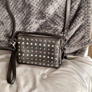 Charming Charlie studded gray clutch/crossbody evening bag